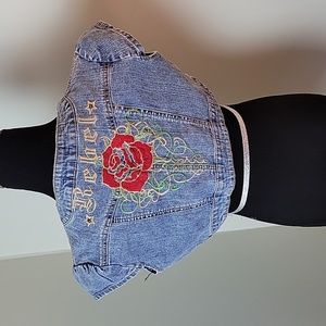 Y2K Rebel Rose Embroidered denim bolero jacket